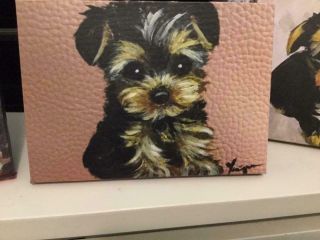 Yorkie Puppy Printed Canvas Picture From Painting
