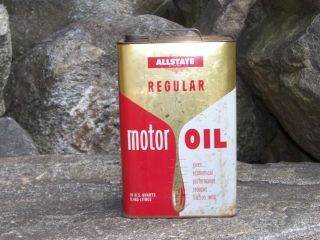Vintage Allstate Motor Oil Can 2.  5 Gallon Vintage Gas & Oil