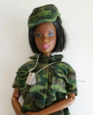 Barbie Boot Camp Doll African American Black Mattel Outfit Clothes Dog Tags