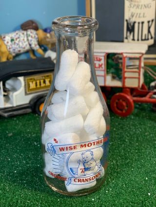Cranson ' s • Wise Mothers • Wartime • Vintage Milk Bottle 6