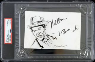 1966 Batman " Louie The Lilac " Milton Berle Signed 4x6 Sketch (psa/dna Slabbed)