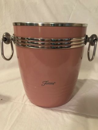 Vintage Fiestaware Fiesta Ice Bucket Pink And Chrome Retro