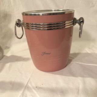 Vintage Fiestaware Fiesta Ice Bucket Pink And Chrome Retro 5