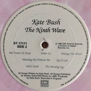 KATE BUSH HOUNDS OF LOVE LP EMI 1985 PINK MARBLED VINYL NEAR 5