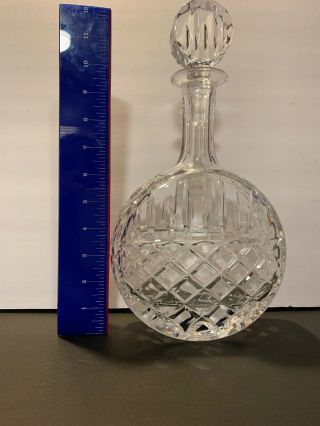 Vintage 24 Lead Crystal Whiskey Decanter Made in Poland Circle Round Disc Shape 2