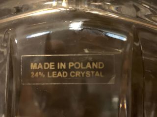 Vintage 24 Lead Crystal Whiskey Decanter Made in Poland Circle Round Disc Shape 8