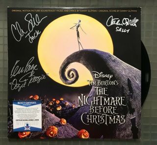 Nightmare Before Christmas Cast 3x Signed Record Album Vinyl Bas Witnessed