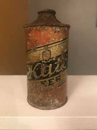 Rare Red And Gold Kato Beer Cone Top Can With Concave Bottom Mankato Brewing,  Mn