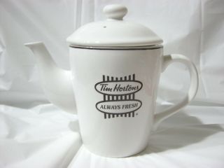 Tim Hortons " Always Fresh " Teapot Off White & Brown