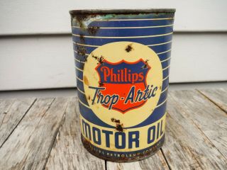 Vintage 1 Quart Phillips 66 Trop Artic Motor Oil Can Metal Quart Nr