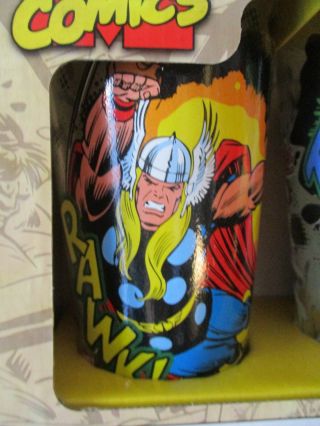 Marvel Comics Set Four Avengers Glasses Thor Ironman Captain America Hulk NIB 2