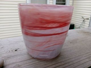 Vintage Hand Blown Murano Venetian Art Glass Pink Ice Bucket 5 "