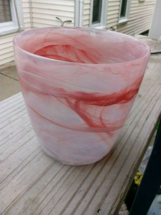 Vintage Hand Blown Murano Venetian Art Glass Pink ICE BUCKET 5 