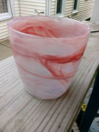 Vintage Hand Blown Murano Venetian Art Glass Pink ICE BUCKET 5 