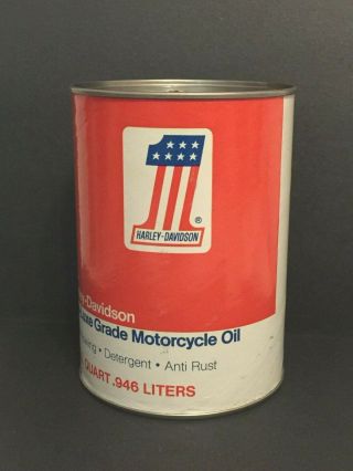 Vintage Harley - Davidson " Amf Years " Full Oil Can With Great No.  1 Logo