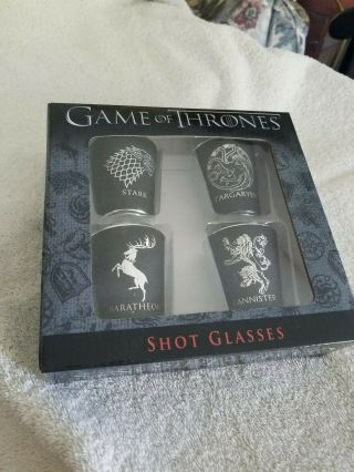 Game of Thrones House Sigil Shot Glass Set of 4 GOT HBO TV Show Barware Boxed 3