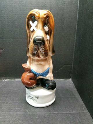 Vintage Musical Punch Drunk Dog Basset Hound Boxing Figure Decanter No Lid