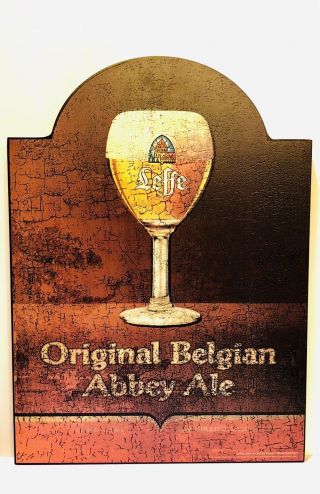 Wooden Abbey De Leffe Sign Beer Bar Pub Belgium Bruin Blond 24 " X 18 " X 1/2 "