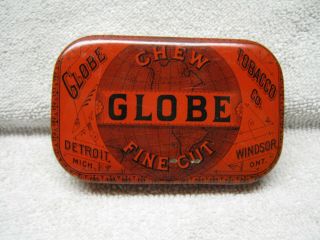 Antique Globe Tobacco Detroit Michigan Flat Pocket Tin