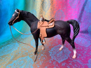 Breyer Model Horse Tack - Classic Size - Western Show Saddle And Bridle Ooak Lsq