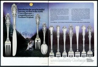 1976 Gorham Sterling Crown Baroque Place Setting Photo Introductory Print Ad