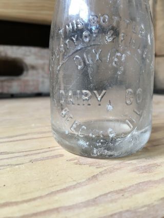 Vintage Quarter Pint Milk Bottle Dixie Dairy Beecher Illinois One Gill 1929 3
