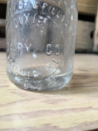 Vintage Quarter Pint Milk Bottle Dixie Dairy Beecher Illinois One Gill 1929 4