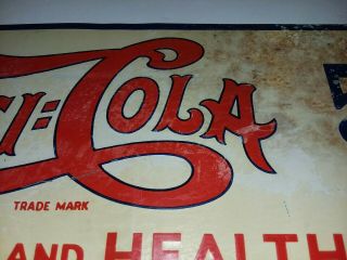 Vtg 1930 ' s Double Dot Pepsi Cola Refreshing & Healthful Tin Sign 17.  25 