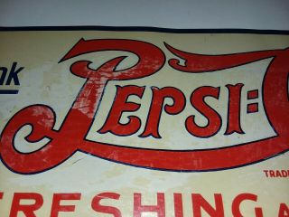 Vtg 1930 ' s Double Dot Pepsi Cola Refreshing & Healthful Tin Sign 17.  25 