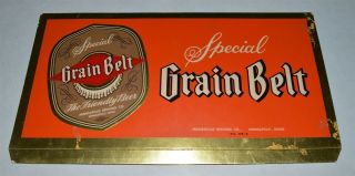 Vintage Grain Belt Beer Foil Whiglighted Embossed Lettering Cardboard Sign