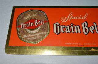Vintage Grain Belt Beer foil wHiglighted embossed lettering cardboard sign 2
