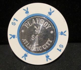 Playboy Club $1 Casino Chip Atlantic City,  NJ - House Mold Coin Inlay 2