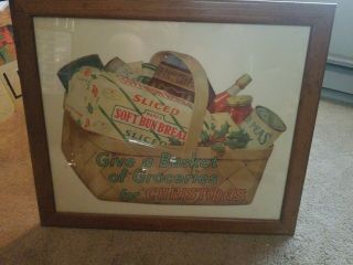 Vintage Christmas 30s Tip - Top Bread Advertising Sign Ward Baking Co.  Ny.  Framed