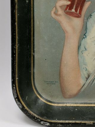Antique 1912 Coca Cola Tray Woman With Glass By Hamilton King Passaic Metal Co. 4