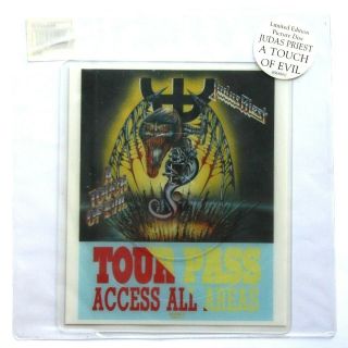 Ex Judas Priest A Touch Of Evil Tour Pass Vinyl Shaped Picture Pic Disc
