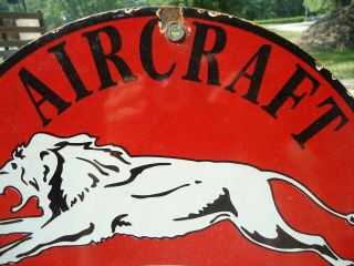 1940 ' S GILMORE RED LION AIRCRAFT OIL.  PORCELAIN SERVICE GAS STATION PUMP SIGN 3