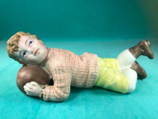 Antique Heubach Style Germany Bisque Porcelain Piano Baby,  Boy With Soccer Ball