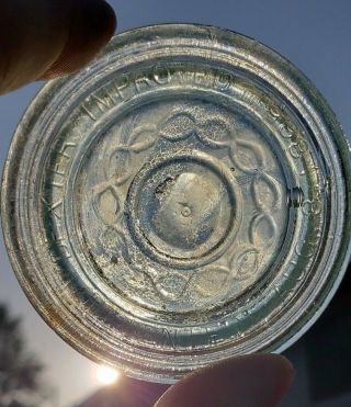 Rare Midget Fruit Jar Glass Insert/lid Dexter Improved Pat.  August 8 1865