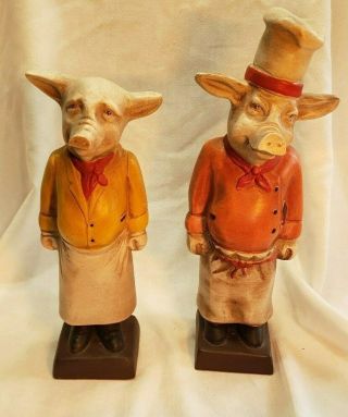 French Chef Collectible Kitchen Ceramic Chef Pig Statues Advertising