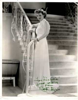 Oscar Winner Actress Bette Davis,  Signed Vintage Studio Photo.  By: Elmer Fryer