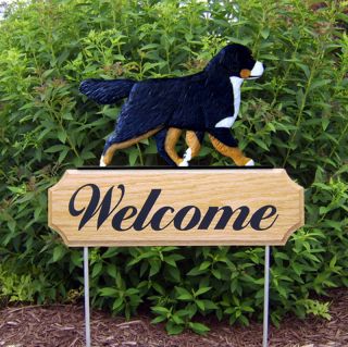 Bernese Mountain Dog Wood Welcome Outdoor Sign