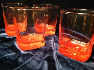 Set Of 4 - Johnnie Walker Keep Walking Red Bottom Tumbler Glass Rare Limited