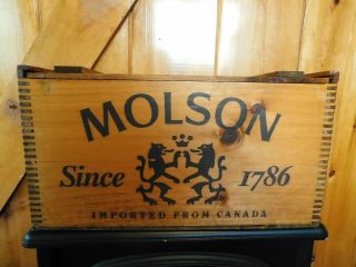 Vintage Molson Beer Wood Crate With Lid / Molson Breweries Of Canada Doweled