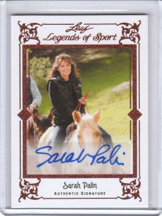 2012 Sarah Palin Leaf Legends Of Sport Pop Century Signatures Autograph Card Au