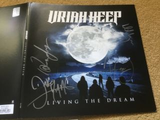 Uriah Heep “Living The Dream” 2018 U.  K.  Signed White vinyl Lp Pledgemusic 1/100 2