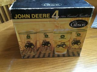 Set Of 4 Gibson John Deere 16oz Tumblers,  Drinking/beer Glasses Tractors Nib