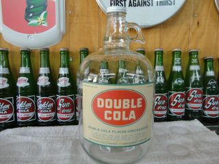 Double Cola Sodas Fountain Syrup Jug Paper Label Chattanooga Tenn Clear Glass