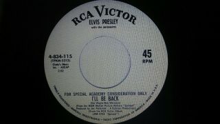 Elvis Presley Rare I Ll Be Back Spinout White Label Promo 45