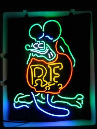 [ship From Usa]new Rat Fink Rf Characters Real Neon Sign Beer Bar Light 19”x15“