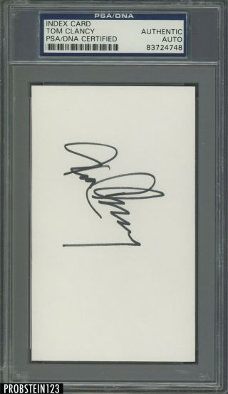 Tom Clancy Author Signed Index Card Auto Autograph Psa/dna Deceased